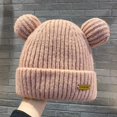 thumbnail image 1 of Gorro de punto cálido de invierno para mujer, gorro coreano con orejas bonitas, lana gruesa para otoño e invierno, unisex M(56-58cm), 1 of 2