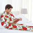 thumbnail image 4 of Mens Pajamas Set, Rose Flowers Butterfly Button Down Long Sleeve Loungewear Sleepwear Pjs sets for Men, 4 of 5
