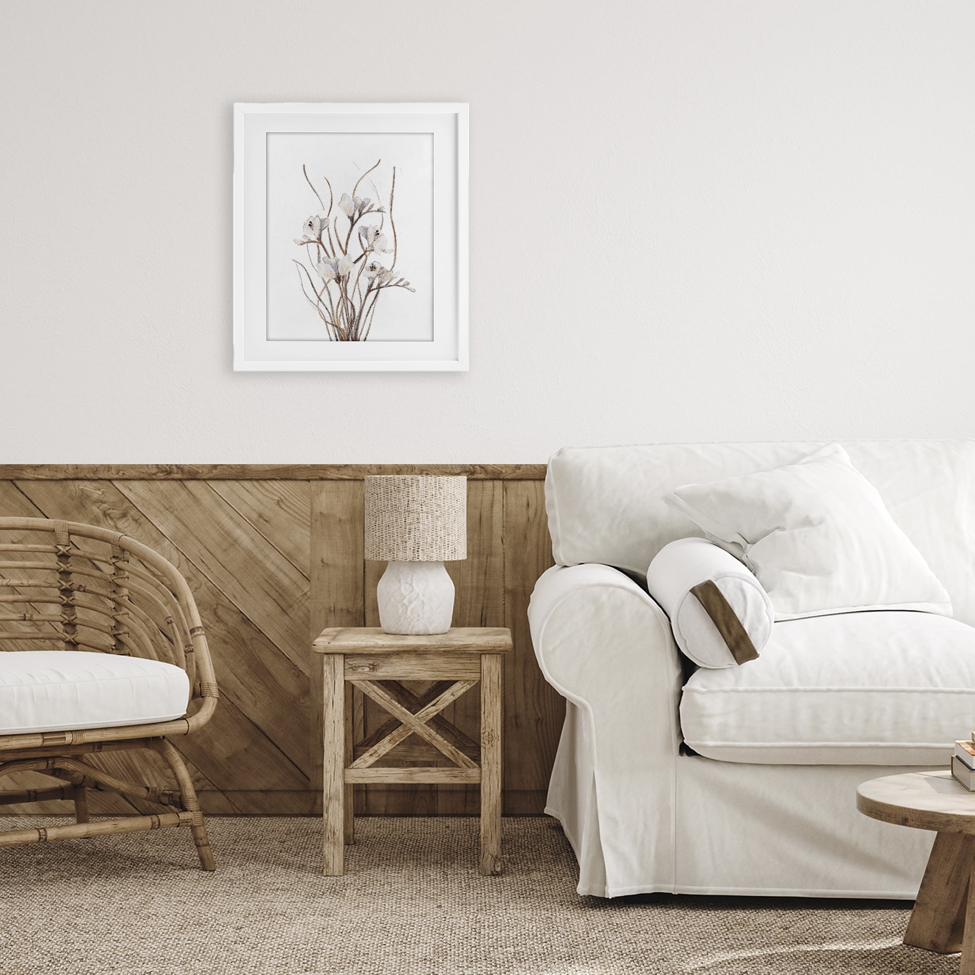 Stupell Industries Curly Branches on White White Framed Print Under Glass, design by Lanie Loreth