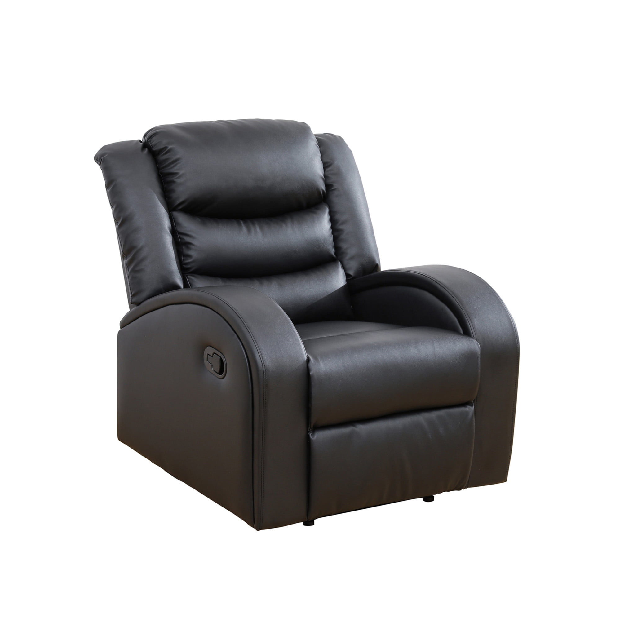 Aukfa Leather Recliner Chair, Overstuffed Single Sofa Armchair for Living Room Bedroom, Black