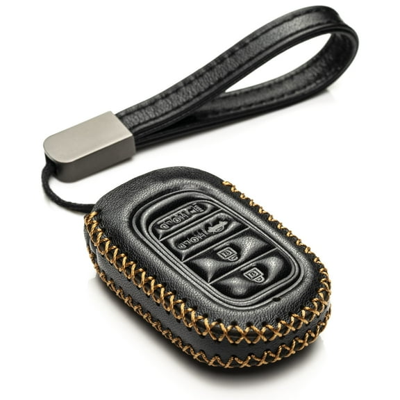 Vitodeco Leather Key Fob Case Compatible with Honda Civic, Civic Hatchback, Accord, HR-V, CRV, Pilot, Passport 2023 - 2026(4-Button, Black)