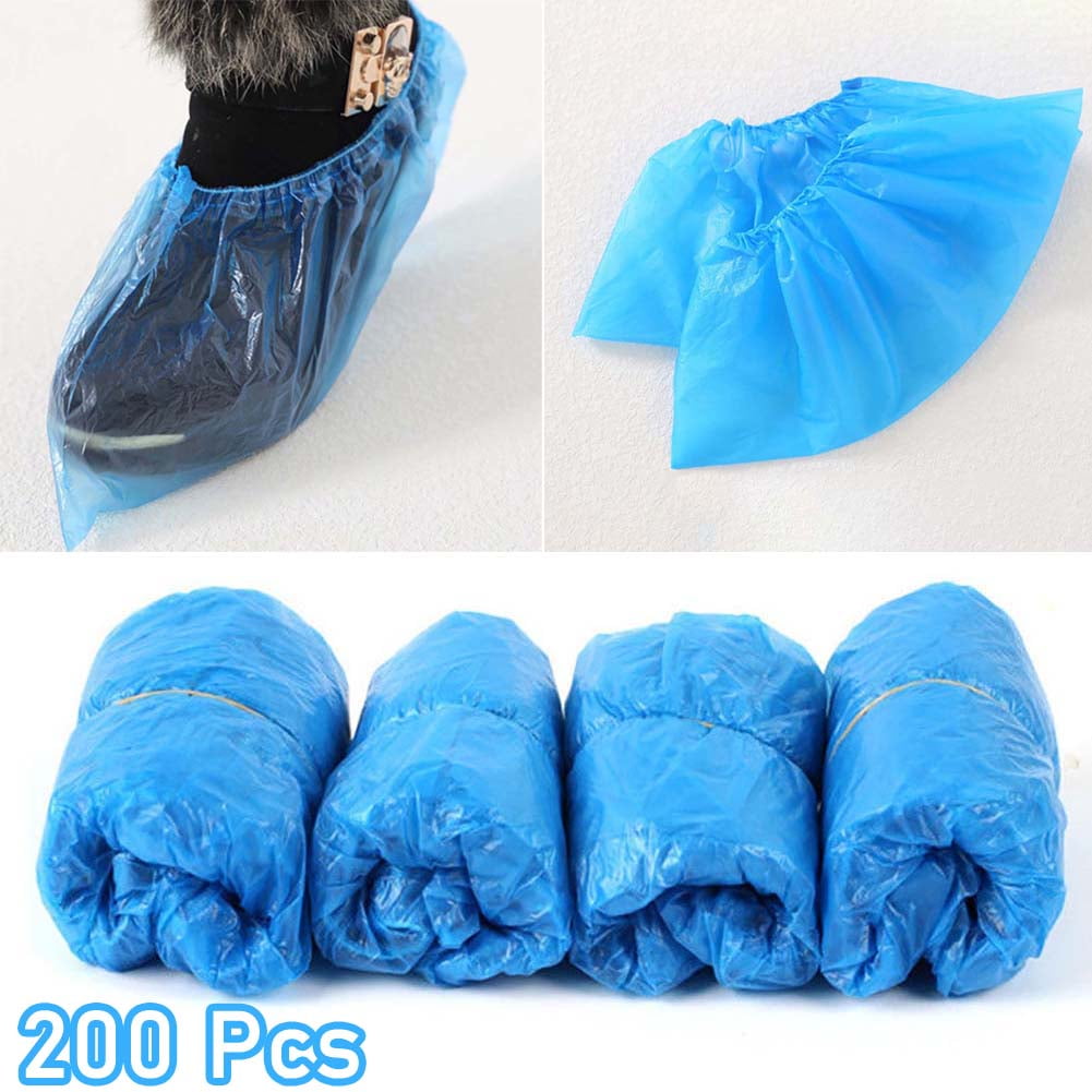 Walbest 200pack (100 Pairs) Waterproof Plastic Disposable Boot Shoe