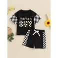 thumbnail image 2 of Bagilaanoe 2pcs Toddler Baby Boy Shorts Set Short Sleeve Letter Embroidery T Shirt Tops + Shorts 3M 6M 12M 18M 24M 3T Kids Casual Summer Clothes, 2 of 7