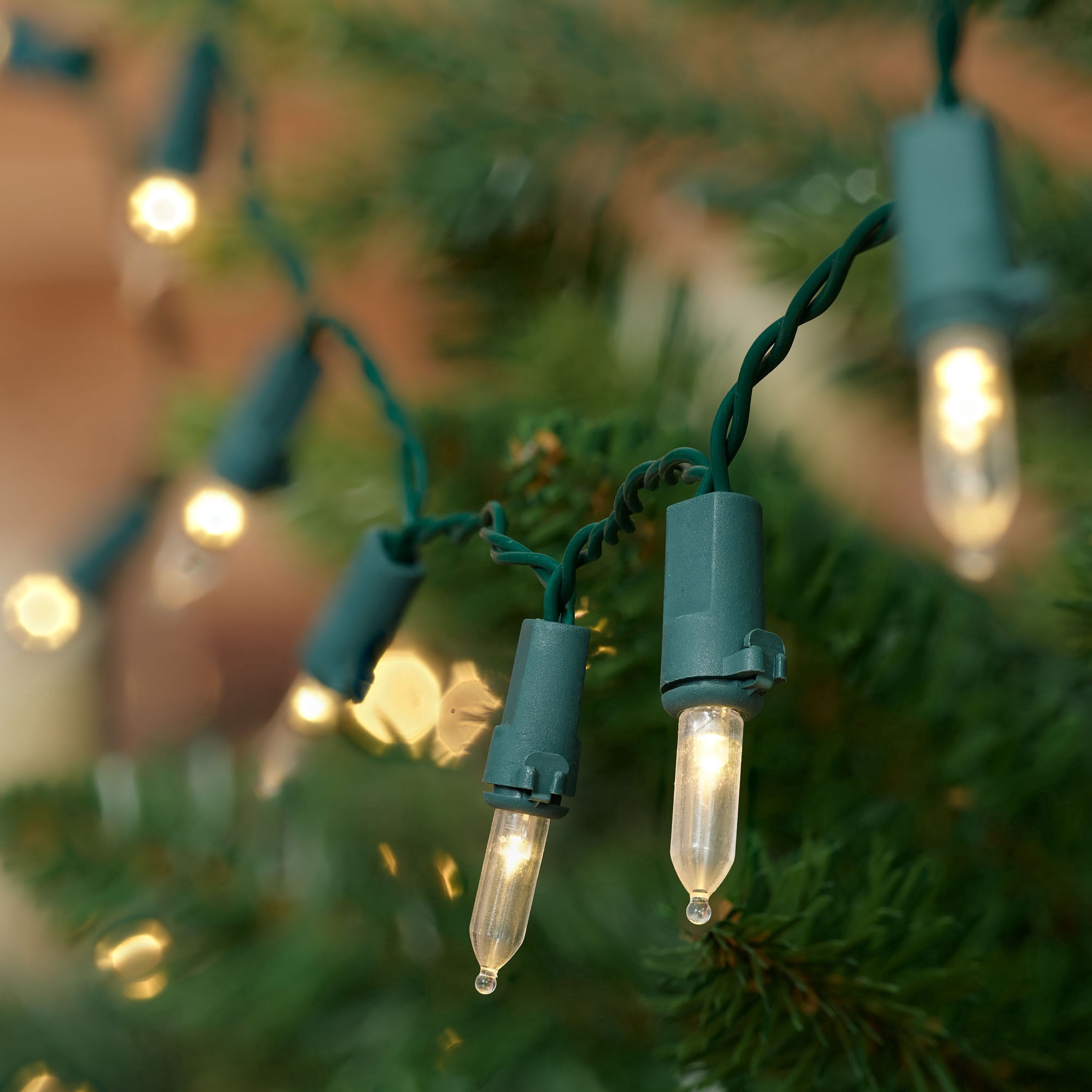 Indoor/Outdoor 50-Count LED 8-Function Mini Christmas String Lights, Warm White, Green Wire, 12.5', by Holiday Time