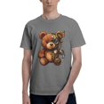 thumbnail image 3 of Men Vintage Steampunk Gear Butterfly Teddy Bear Graphic Crew Neck T-Shirt, Retro Machinery Plush Bear Poly Cotton Casual Short Sleeve Tee, 3 of 8