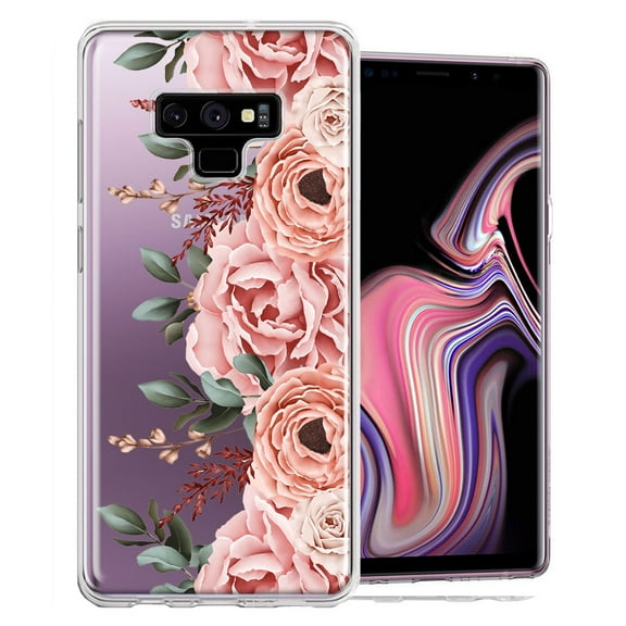 MUNDAZE Case For Samsung Galaxy Note 9 Blush Pink Peach Spring Flowers Peony Rose Phone Cover