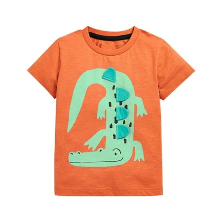 

Pimfylm Baby Tees Boys Short Sleeve Printed Crewneck Quick-Dry Lightweight Tee Tops Orange 2-3 Years