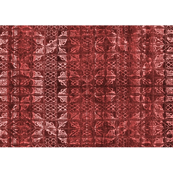 Ahgly Company Machine Washable Indoor Rectangle Abstract Red Modern Area Rugs, 5' x 7'