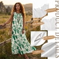 thumbnail image 6 of Xixirimido Green Cactus Print Linen Summer Dresses for Women Sleeveless A-line Flowy Maxi Dresses Casual Beach Vacation Sundresses with Pockets, Medium, 6 of 7