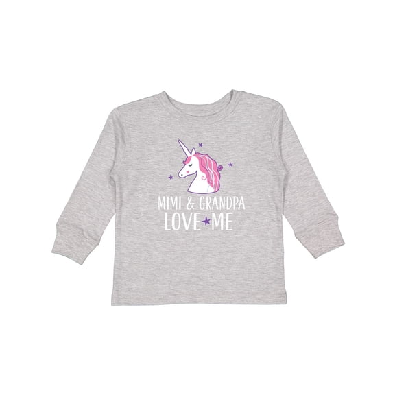 Inktastic Mimi and Grandpa Love Me Unicorn Girls Long Sleeve Toddler T-Shirt