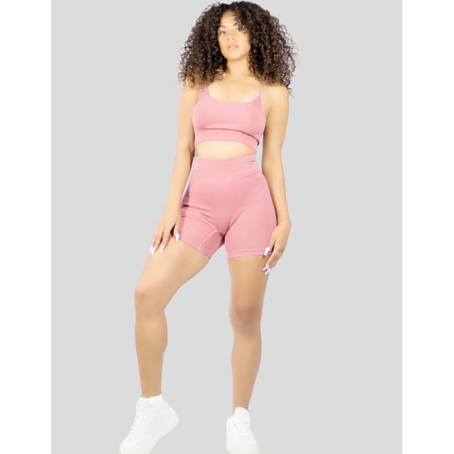 Conjunto Deportivo Mujer Short Biker Top Stretch Fit Push Up