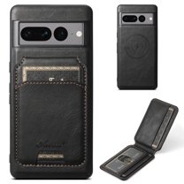 Wallet Case for Google Pixel 8 Pro, Compatible with MagSafe Magnetic Detachable Premium PU Leather Flip Case Cover with Card Slots Holder Kickstand for Google Pixel 8 Pro - Black