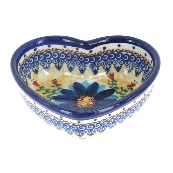 Blue Rose Polish Pottery Autumn Burst Heart Bowl