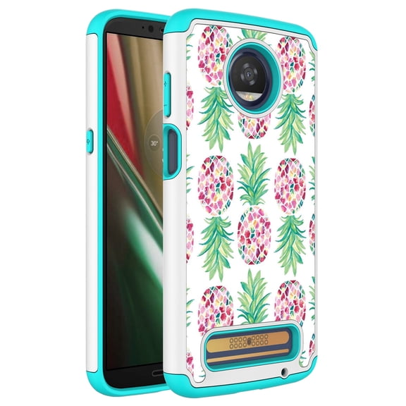 Moto Z3 Play Case, KAESAR Hybrid Dual Layer Graphic PC and Colorful TPU Fashion Protective Cover Armor Case for Motorola Moto Z Play 3rd Generation (Pineapple)
