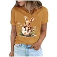 thumbnail image 2 of Tops de Cuello Alto para las Mujeres Amante Impreso Camiseta Cuello Redondo Manga Corta, Poliéster Spandex, 2 of 7