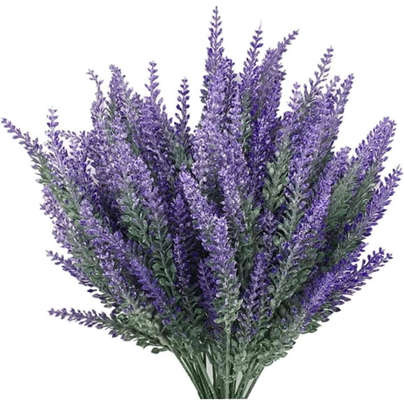 Wansong 6Pcs Artificial Lavender, Plastic Flowers Plants Faux Simulation Wedding Indoor Outdoor Bridal Bouquet Home Garden Office Kitchen Bathroom Balcony Wedding Arrangement Decoration Purple