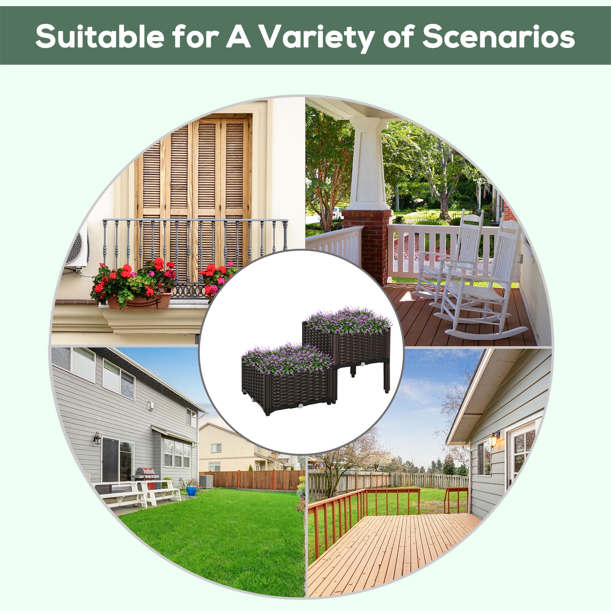 Modular Raised Garden Bed with Legs,Self-Watering Rattan Planter Box for Vegetables,Herbs & Flowers,Tiered Elevated Grow Box for Outdoor,Patio,Balcony,Brown