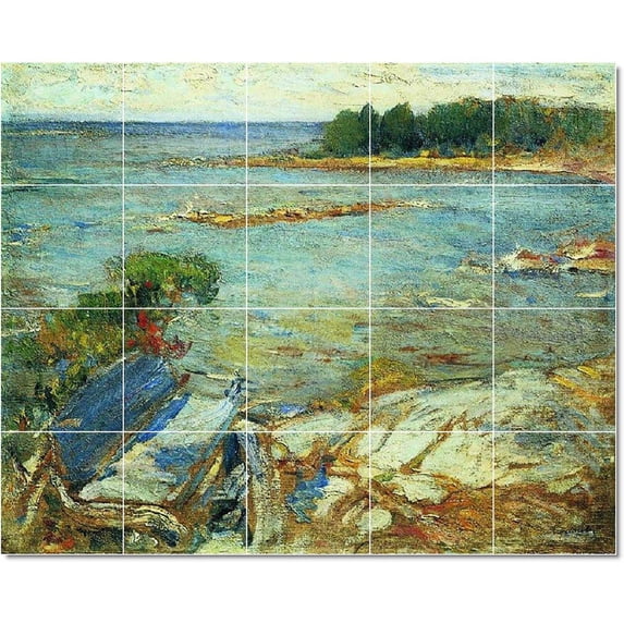 Ceramic Tile Mural-Abram Arkhipov Village Painting 7. 17" w x 17" h using (16) 4.25 x 4.25 ceramic tiles