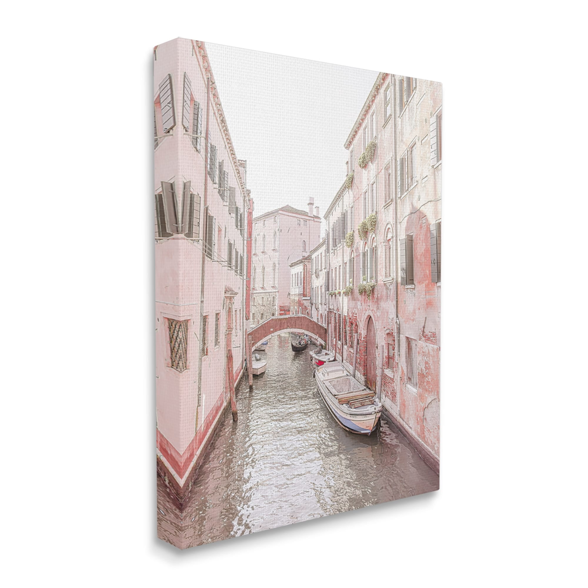 Stupell Industries Canal Boat City Water Bridge Town & City Photography Gallery Wrapped Canvas Print Wall Art