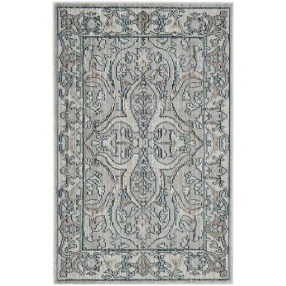 SAFAVIEH Valencia Jermaine Floral Bordered Polyester Area Rug, Mauve/Cream, 2' x 3'