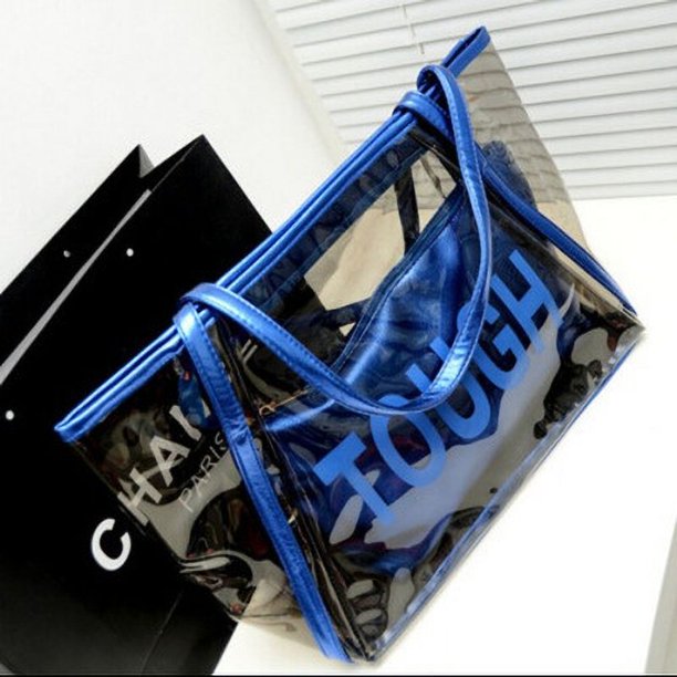 Bolso de verano transparente con cristales, bolso de hombro con letras estampadas, bolso de playa, bolso de un solo hombro