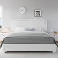 thumbnail image 4 of VIPLOV Queen Size Boucle Bed Frame, Cloud Upholstered Platform Bed with Height Adjustable Headboard & Soft Rounded Corners, Easy Assembly,White, 4 of 8