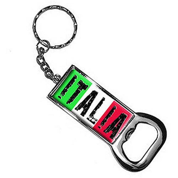 Italia Italy Italian Flag Keychain Key Chain Ring Bottle Bottlecap Opener