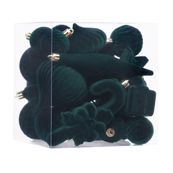 Gqtwoy 28-Pack Flocked Shaped Christmas Balls Decorative Ornaments, Festive Tree Decorations, Unique Holiday Collection, Easy to Hang Christmas Décor, Flocked Finish Ornaments