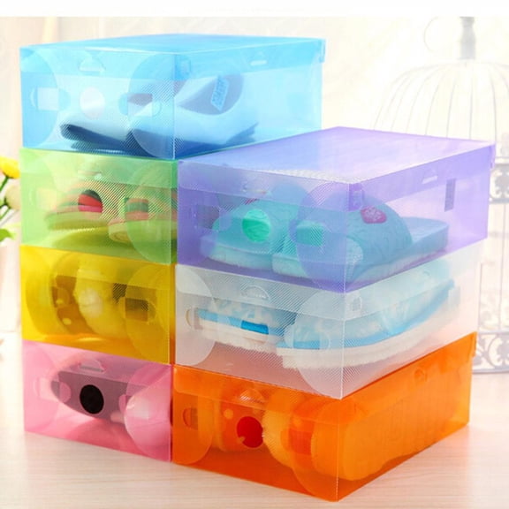 Outoloxit Foldable Plastic Shoe Box Organizer, Transparent Stackable Storage Box for Shoes, 11X7X4 Inches, Space-Saving Closet Organizer