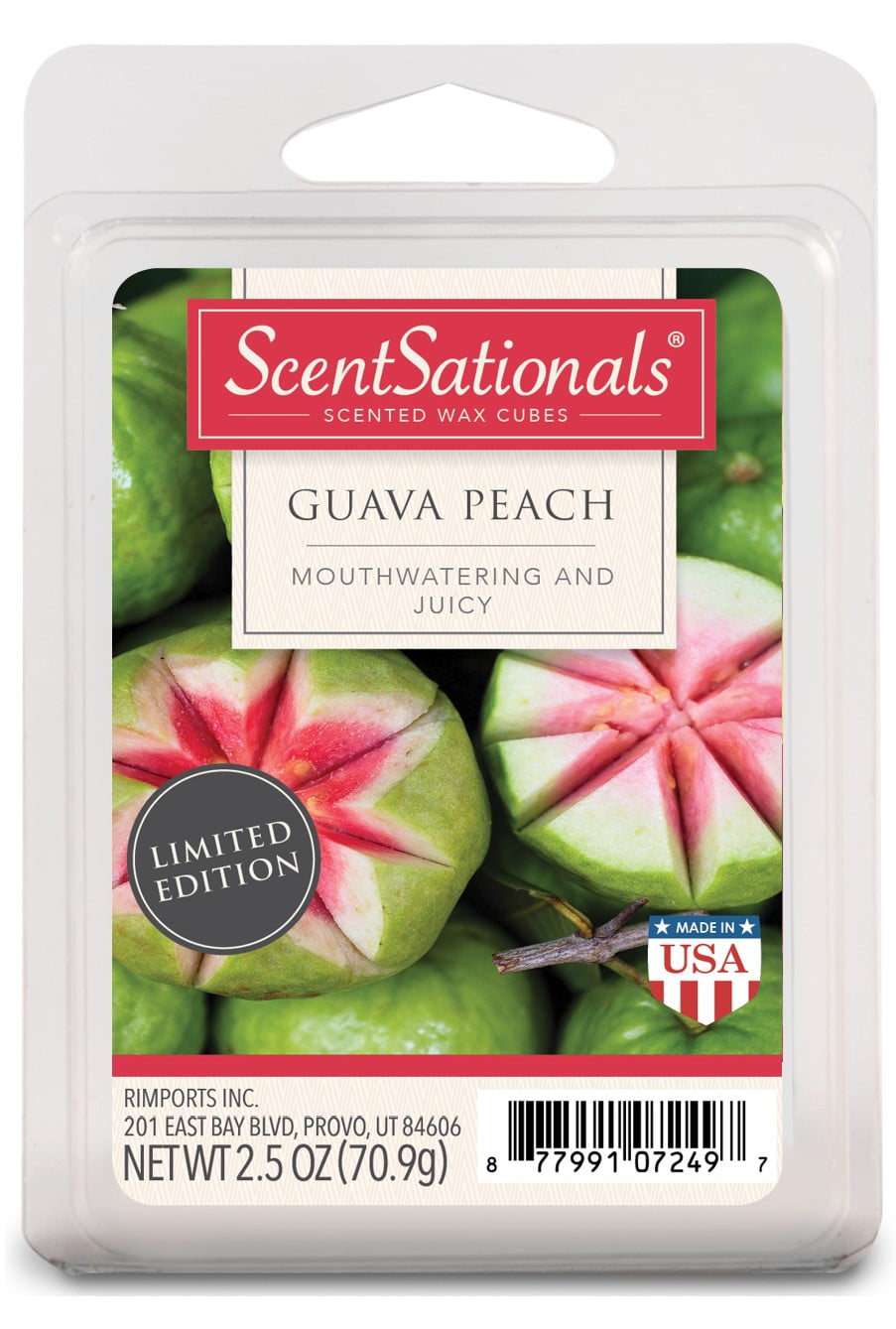 Guava Peach Scented Wax Melts, ScentSationals, 2.5 oz (1-Pack)