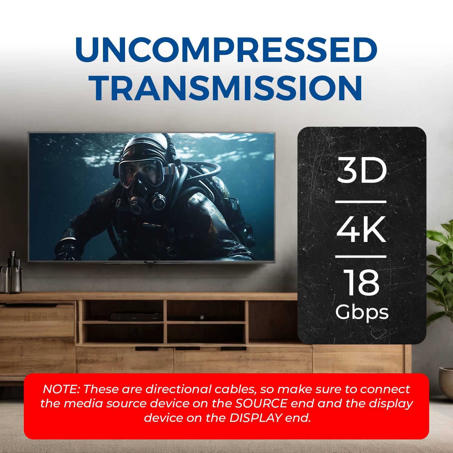 OREI 150ft Fiber Optic HDMI 2.0 Cable 4K 60Hz HDR High Speed (AOC-4K-150)