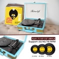 thumbnail image 3 of Reproductor de discos portátil de vinilo Bluetooth de 3 velocidades con altavoces integrados, tocadiscos, sonido de audio mejorado, piel sintética, vintage, 3 of 8