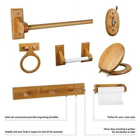 Design House 561175 Dalton 24-Inch Wall-Mounted Towel Bar, Honey Oak Wood, 24", 24 In
