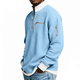 thumbnail image 4 of Dresfit Men's Waffle Sweatshirt Long Sleeve Textured Polo Shirts 2026 Winter Knit V Neck Sweater Ribbed Solid Color Lightweight Big and Tall Shirt Sky Blue 4XL, 4 of 6