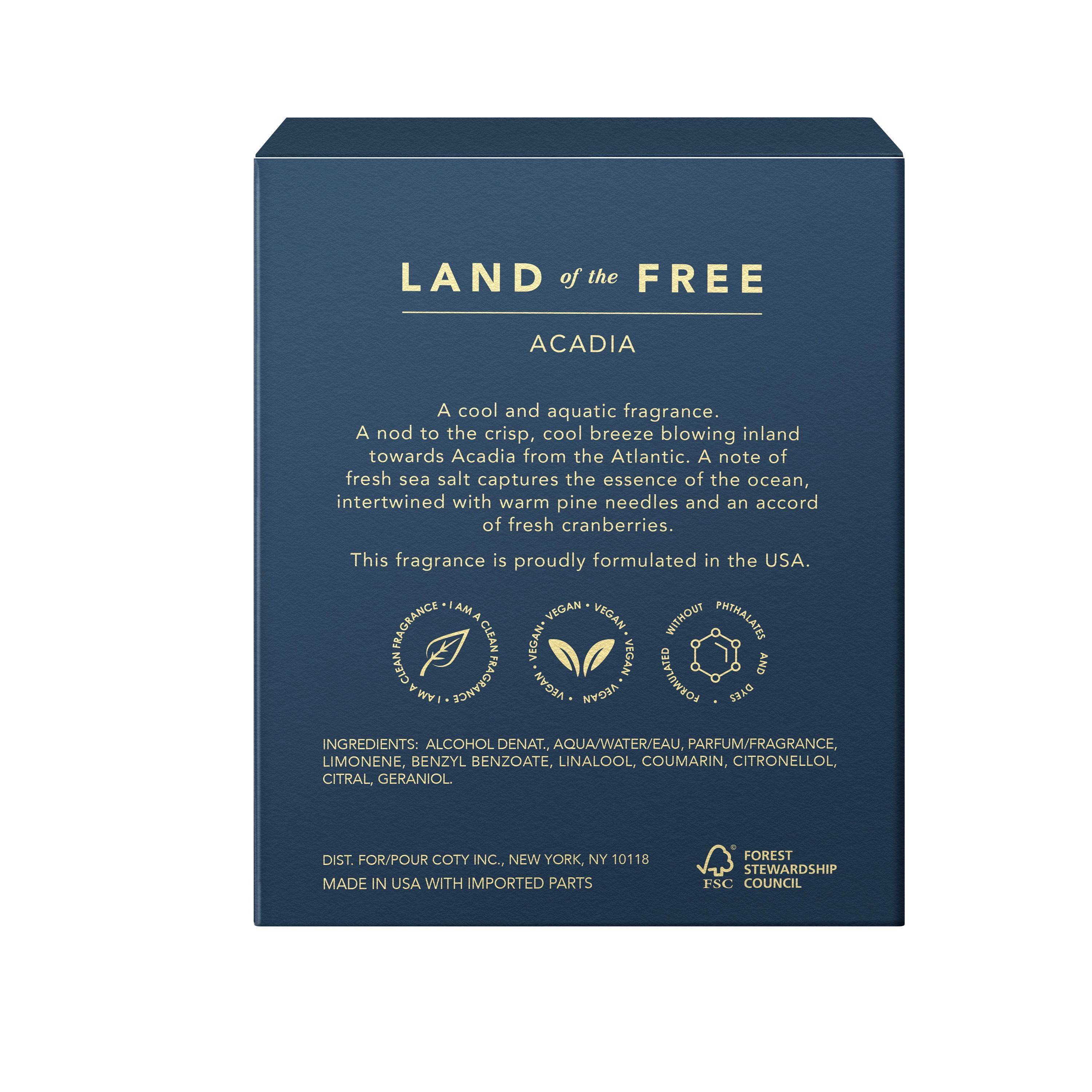 LAND of the FREE - Acadia, Clean Fragrance, 3.3 OZ