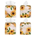 thumbnail image 2 of Lsque Sunflower 5 Printed Tissue Box Cover Holder, Facial Paper Organizer Dispenser,Square with Bottom Belt, PVC Leather Decorative Organizer, 2 of 8