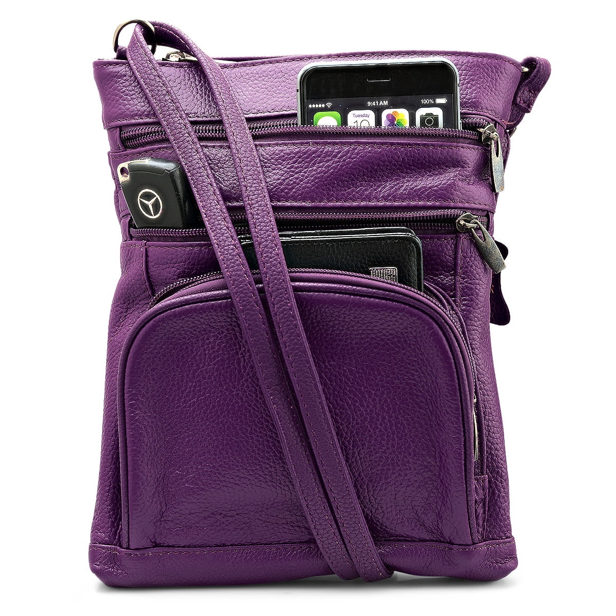 Jennifer PU Leather Top-Handle Handbags Purple Peacock Bird Single-Shoulder Tote Crossbody Bag Messenger Bags For Women
