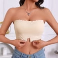 thumbnail image 2 of khonts,Women's Wireless Strapless Front Hook Closure Bras Non- Bandeau Push up Backless Breathable Everyday Bras Beige L, 2 of 9