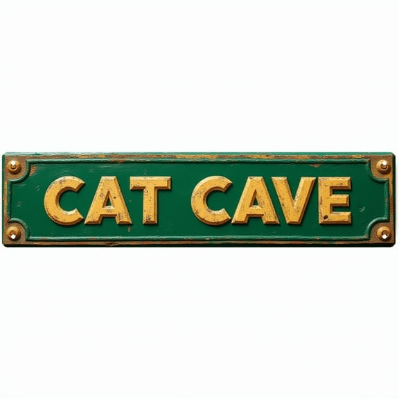 Decorative Tin Sign - 16*4 Inch "CAT CAVE" Feline Design for Bedroom, Living Room, Patio - Tin Signs, Ideal for Cat Decor, Funny Room Decor, Unique Wall Decor