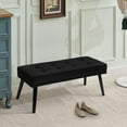 thumbnail image 7 of Foredo Velvet Upholstered Accent Bench, Modern Entryway Bench with Button Tufting and Solid Wood Legs, Indoor Bench for Bedroom Living Room, Black, 7 of 7