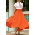 thumbnail image 3 of Chouyatou Women's Elegant High Waisted Side Slit Irregular Bohemian Maxi Skirt with Pockets, 3 of 4