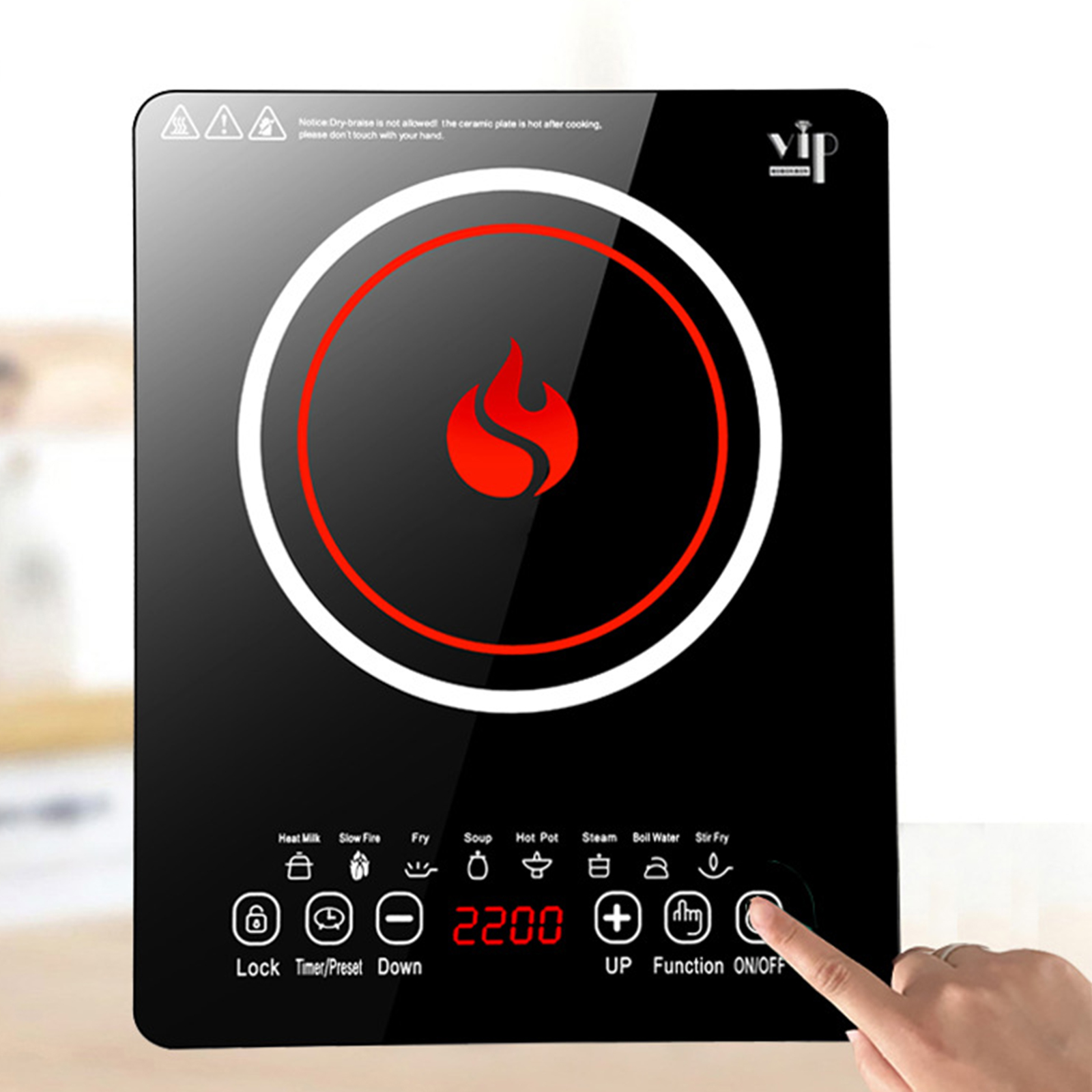 Hinzonek Multi-Function Induction Cooktop, 10 Power Levels Hot Plate, 2200w Electric Stove with Easy Clean Glass, 8 Modes Sensor Touch Cooker