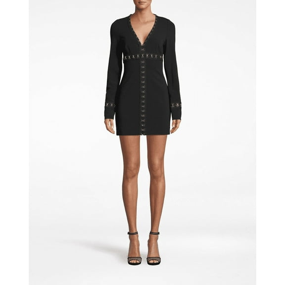 Nicole Miller Artelier BLACK Structured Heavy Jersey Mini Dress, US 2