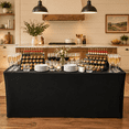 Black Rectangle Spandex Fitted Tablecloths 4 Pack for 4FT Tables ...