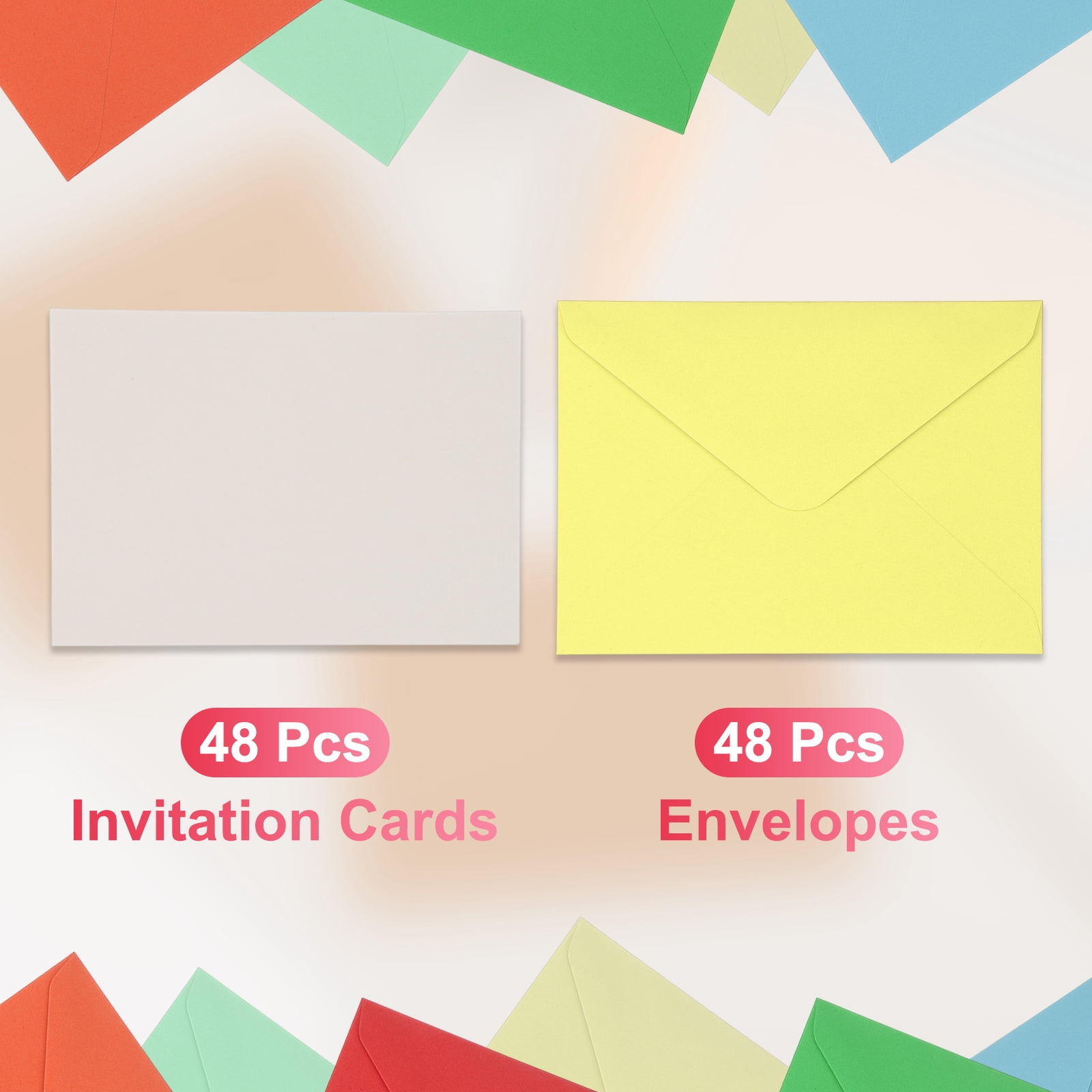 Uxcell Blank Cards and Envelopes 5x7", Invitation Cards White Cardstock Greeting Cards (Light Yellow), 48 Pack, Perfect for Office Wedding Gift Graduation Birthday