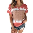 thumbnail image 1 of Blusa de manga corta con cuello en V informal para mujer a la moda, camisetas de verano Pompotops  hkajfhjk465971, 1 of 5