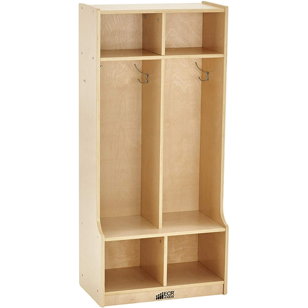 Birch School Coat Locker for Toddlers and Kids, 2Section Coat Locker