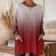 thumbnail image 1 of TaTaai Women‘s Casual Round Neck Gradient Long Sleeve Blouse With Pockets Loose Fit Solid Color T Shirts Soft Polyester Daily Holiday Travel Top Gift, 1 of 7