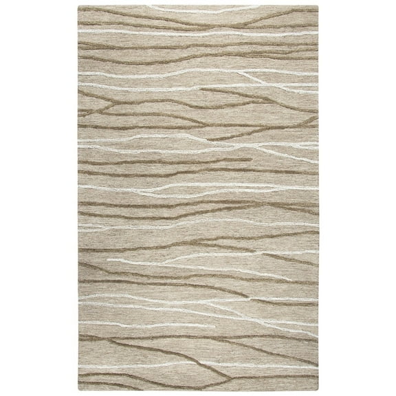 Alora Decor Geneva 5' x 8' Lines Natural/Ivory Hand-Tufted Area Rug