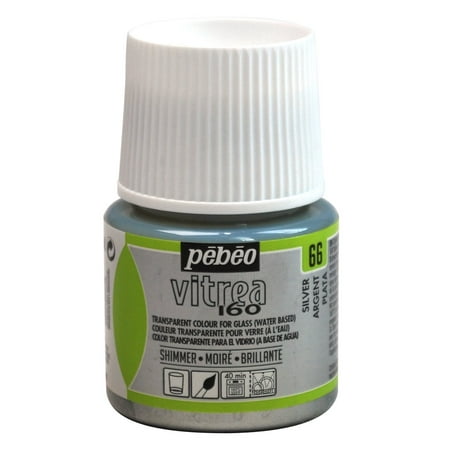 Vitrea 160 Glass Paint 45-Milliliter Bottle, Shimmer Silver, The 35 intermixable transparent colors are available in 45ml bottles: 20 deep and glossy.., By